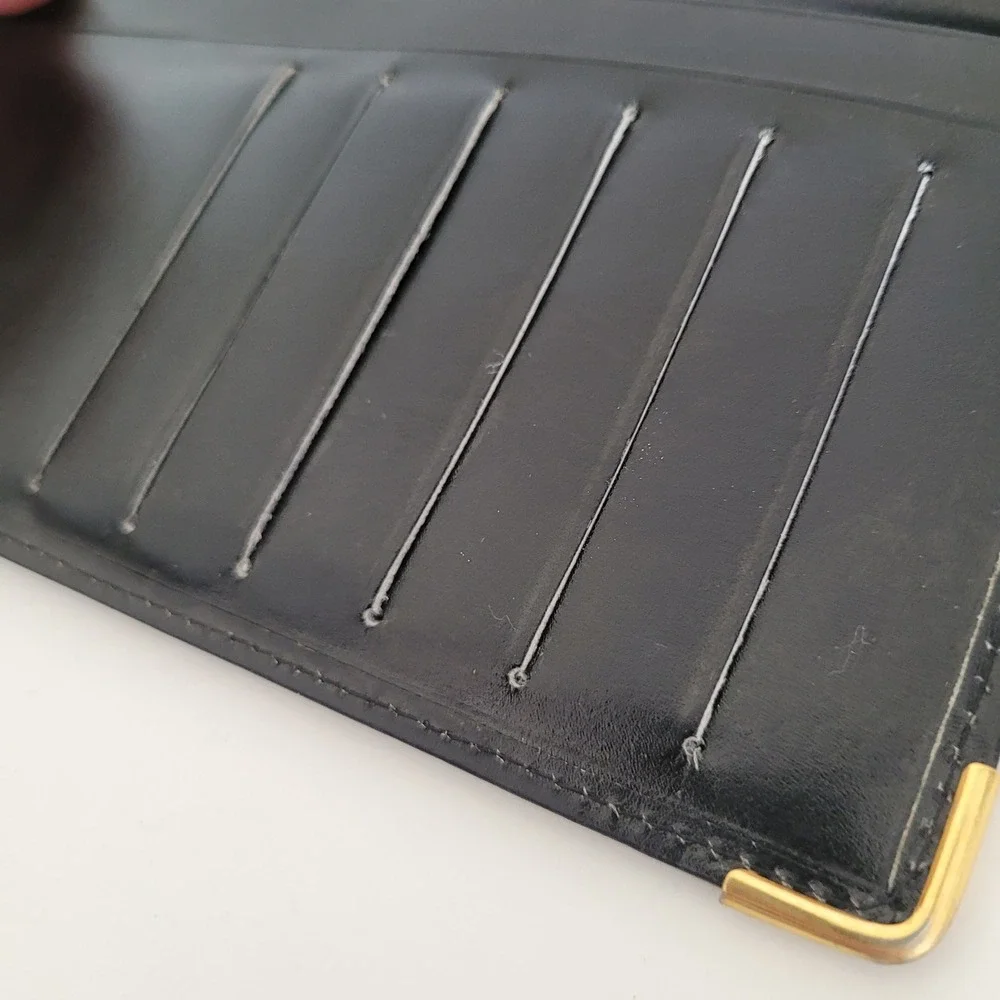 Dunhill London Mens Black Leather Long Bifold Wallet Gold Hardware Made England